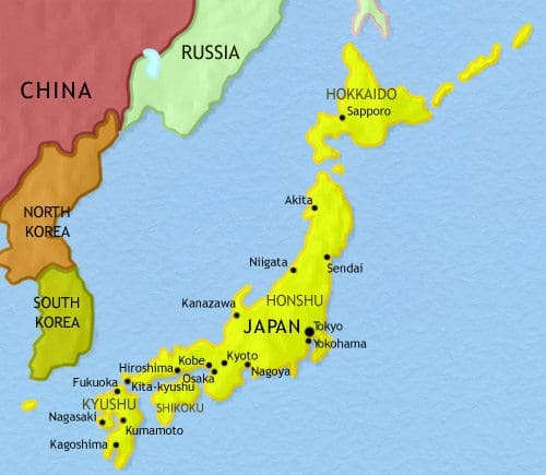 Map of Japan at 2005CE