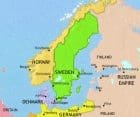 Map of Scandinavia at 1914CE