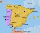 Map of Spain and Portugal at 1960CE