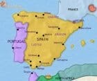 Map of Spain and Portugal at 1648CE