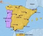 Map of Spain and Portugal at 1914CE