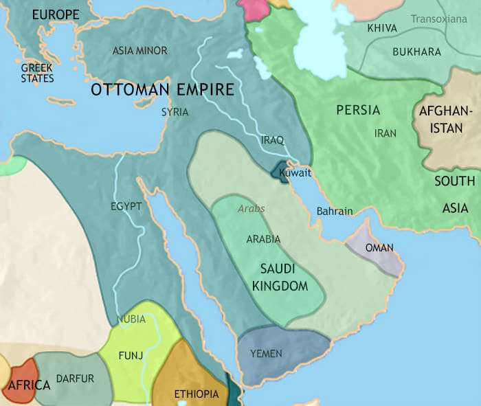 Map of Middle East at 1789CE