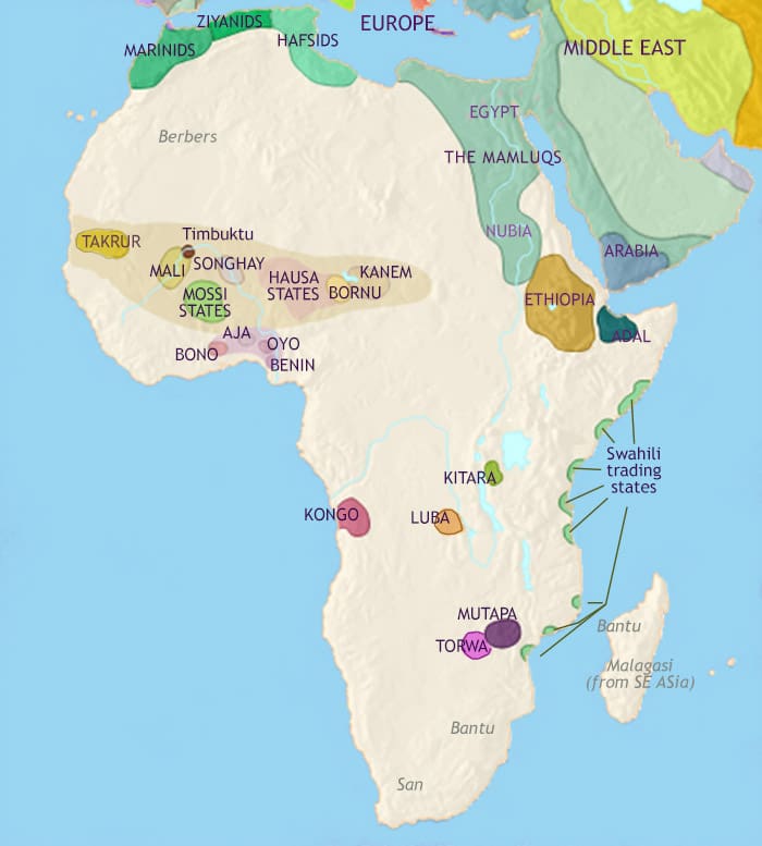 Map of Africa at 1453CE