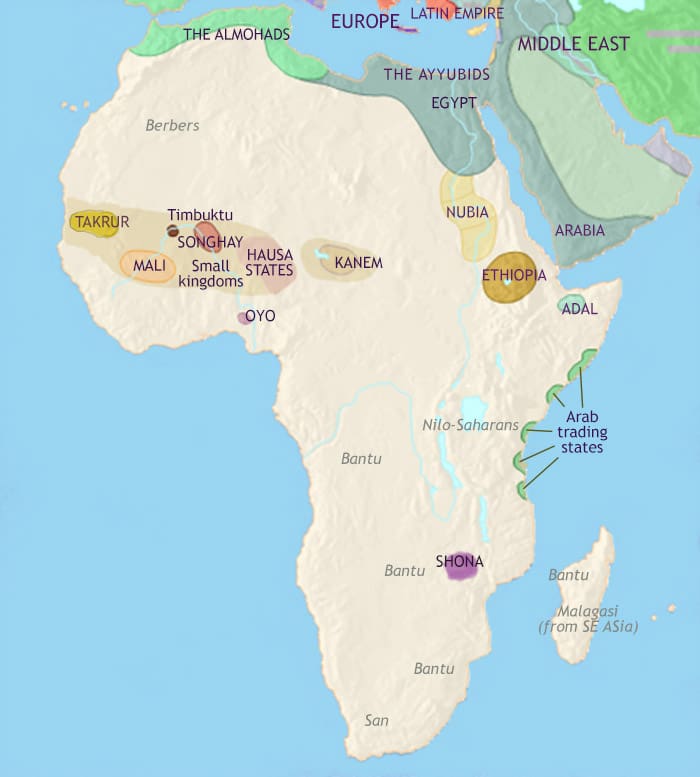 Map of Africa at 1215CE