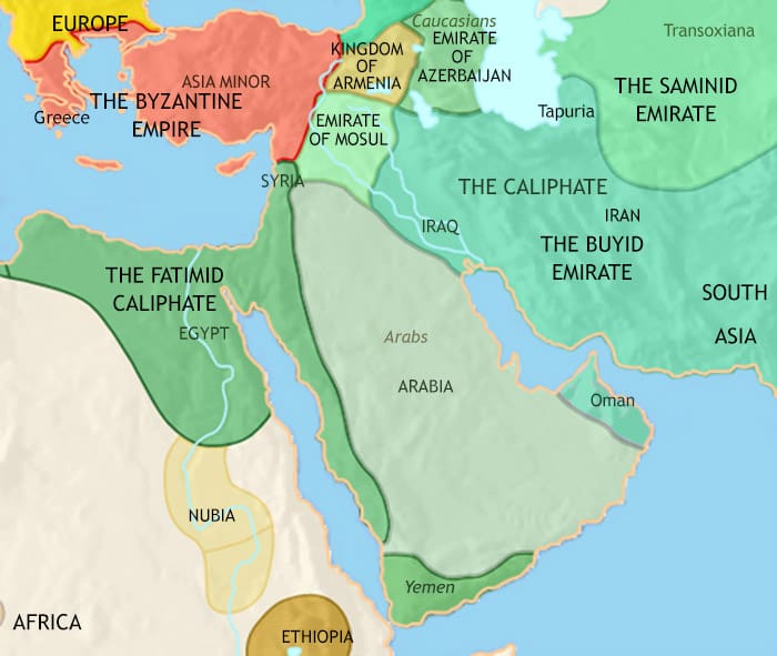 Map of Middle East at 979CE