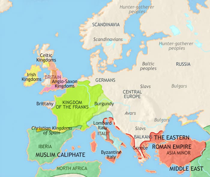 Map of Europe at 750CE