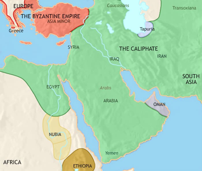 Map of Middle East at 750CE