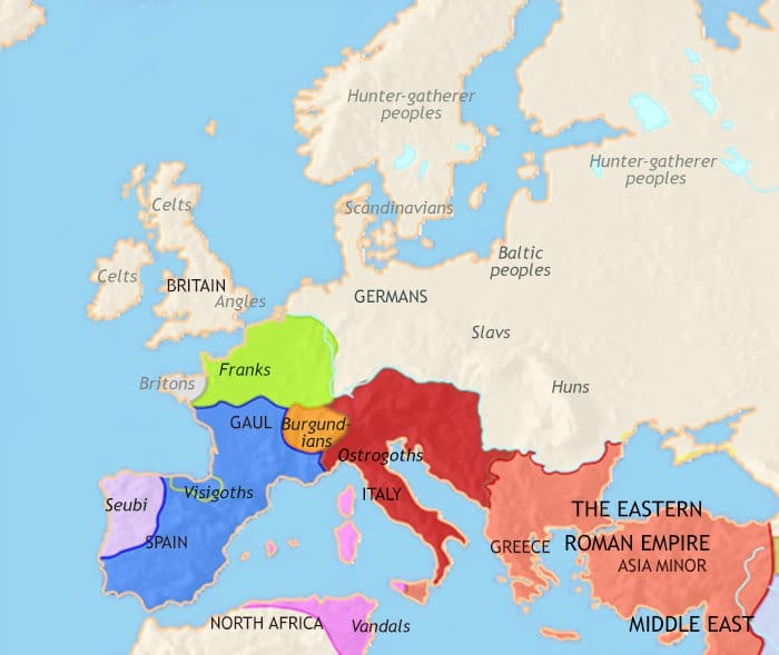 Map of Europe at 500CE