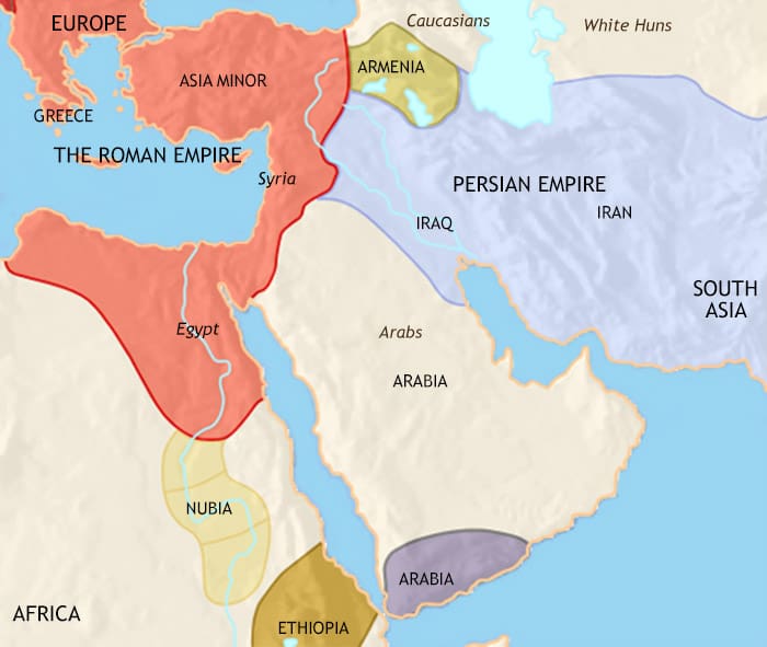 Map of Middle East at 500CE