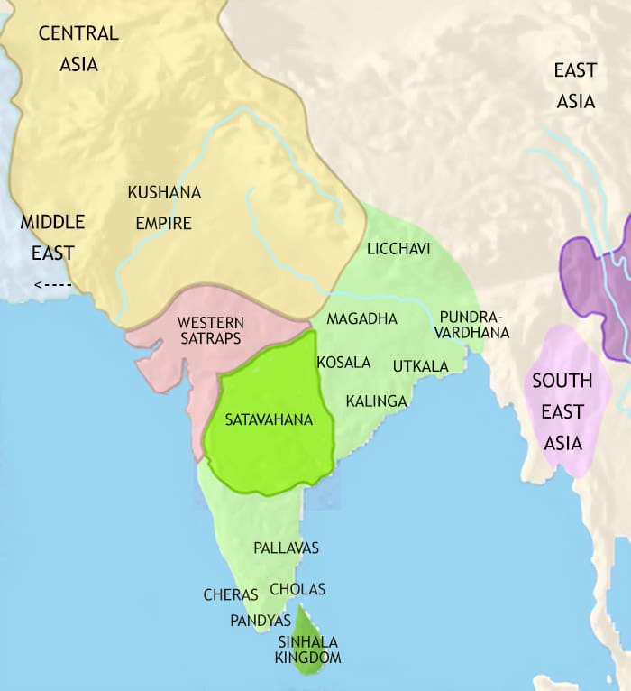 Map of India and South Asia at 200CE
