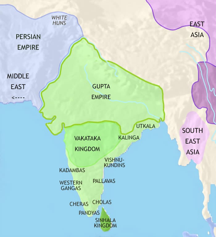 Map of India and South Asia at 500CE