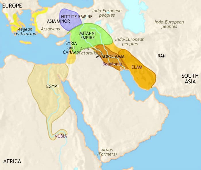 Map of Middle East at 1500BCE
