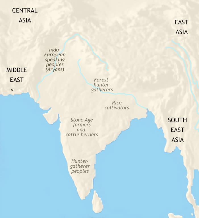 Map of India and South Asia at 1500BCE