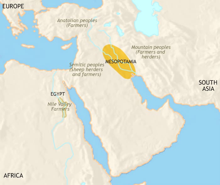 Map of Middle East at 3500BCE