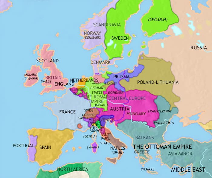 Map of Europe at 1789CE