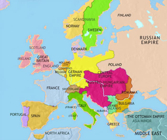 Map of Europe at 1914CE