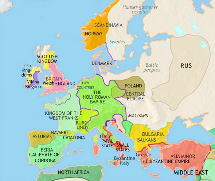 Map of Europe at 979CE