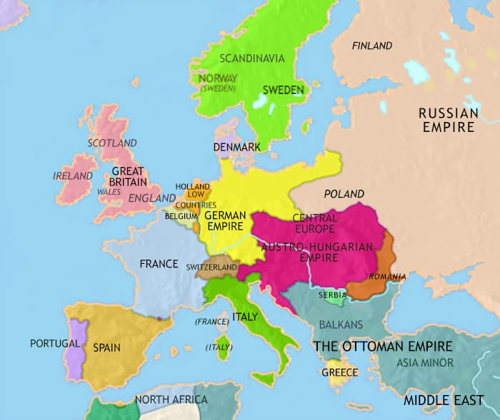 Map of Europe at 1871CE
