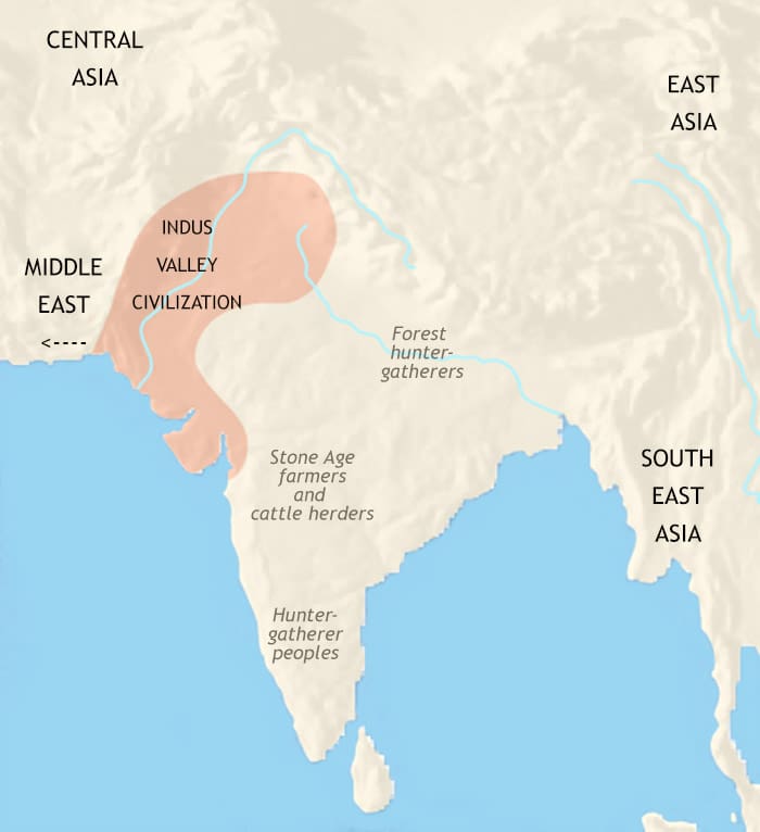Map of India and South Asia at 2500BCE