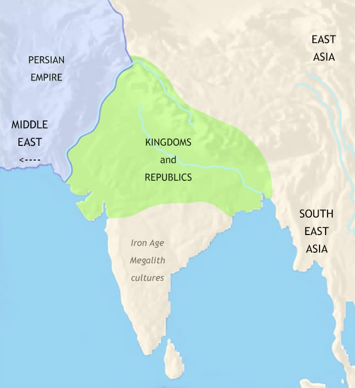 Map of India and South Asia at 500BCE